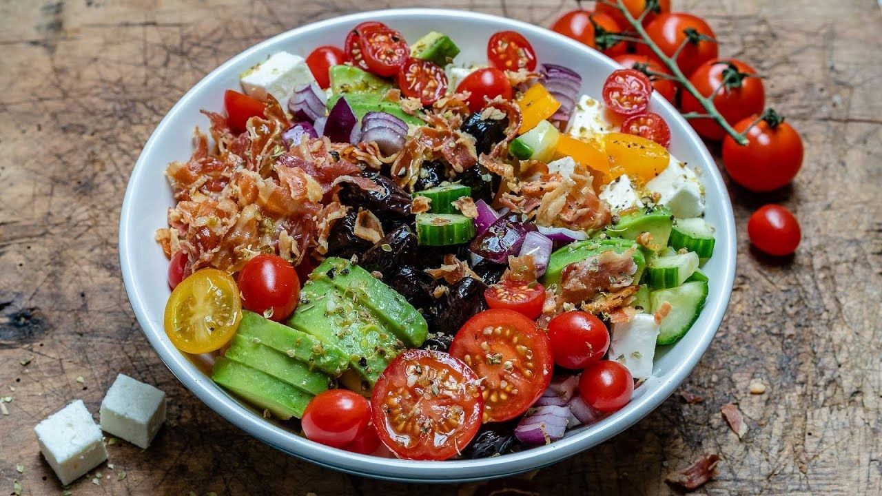 Bacon Avocado Greek Salad – Keto Recipe