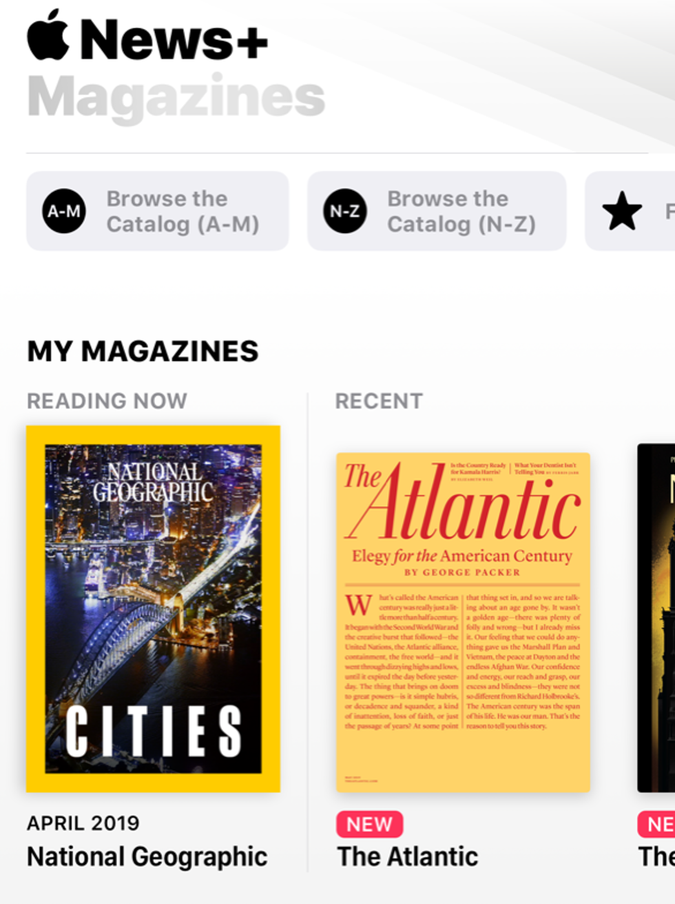 A photo of the My Magazines section of Apple News+ where you can only view 10 titles at once