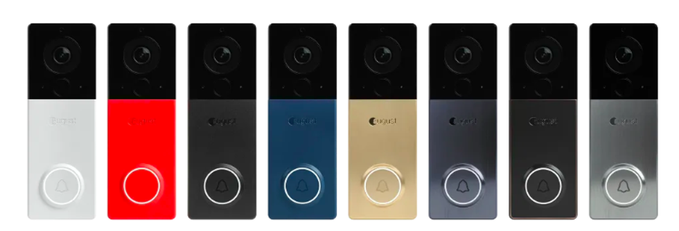 A photo of the August View with multiple different color face plate options