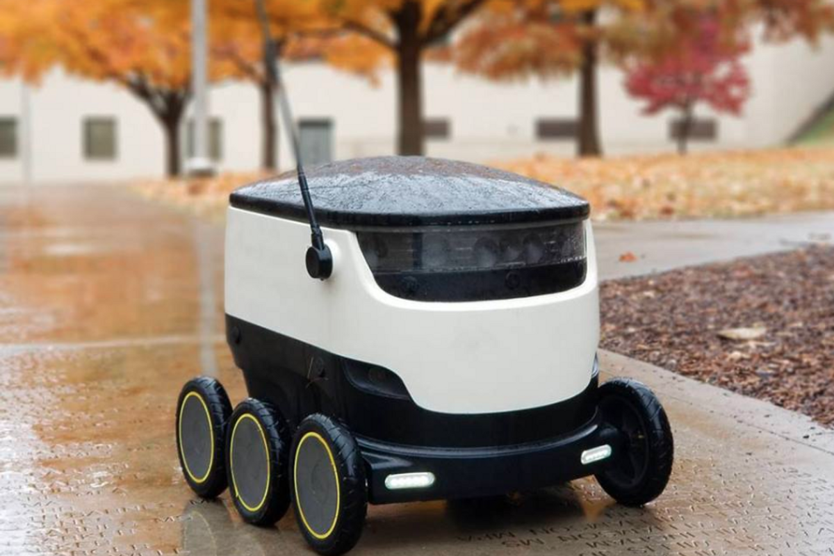 A photo of the Starship autonomous delivery robot