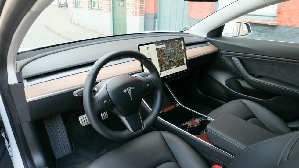 Photo of the interior of a Tesla Model 3