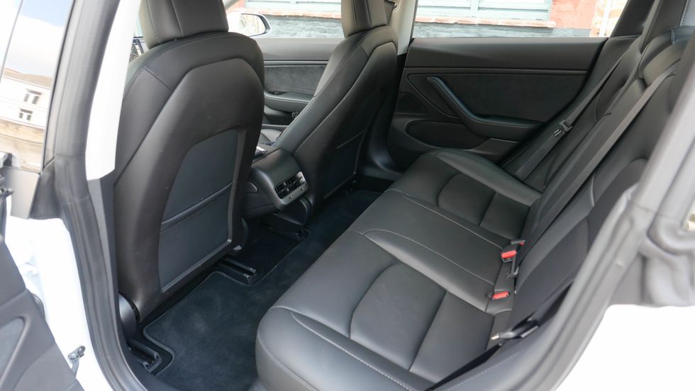 Photo of rear seats of a Tesla Model 3