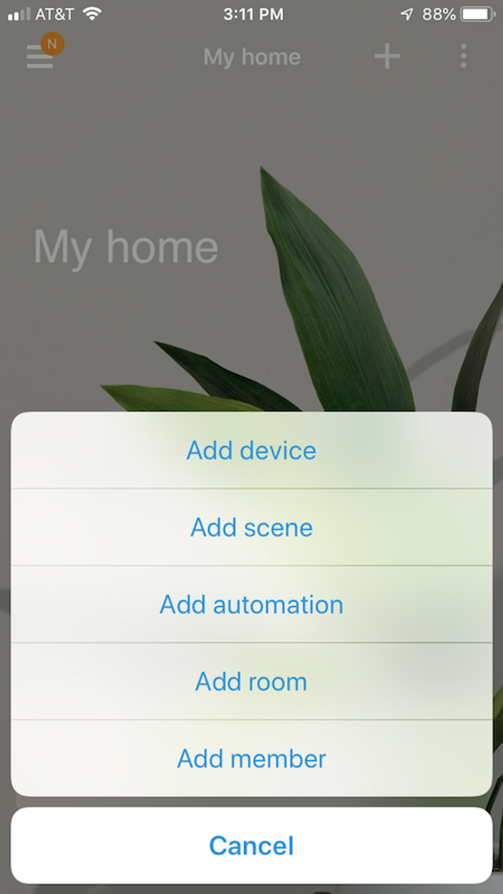 add a device screen from smartthings mobile app