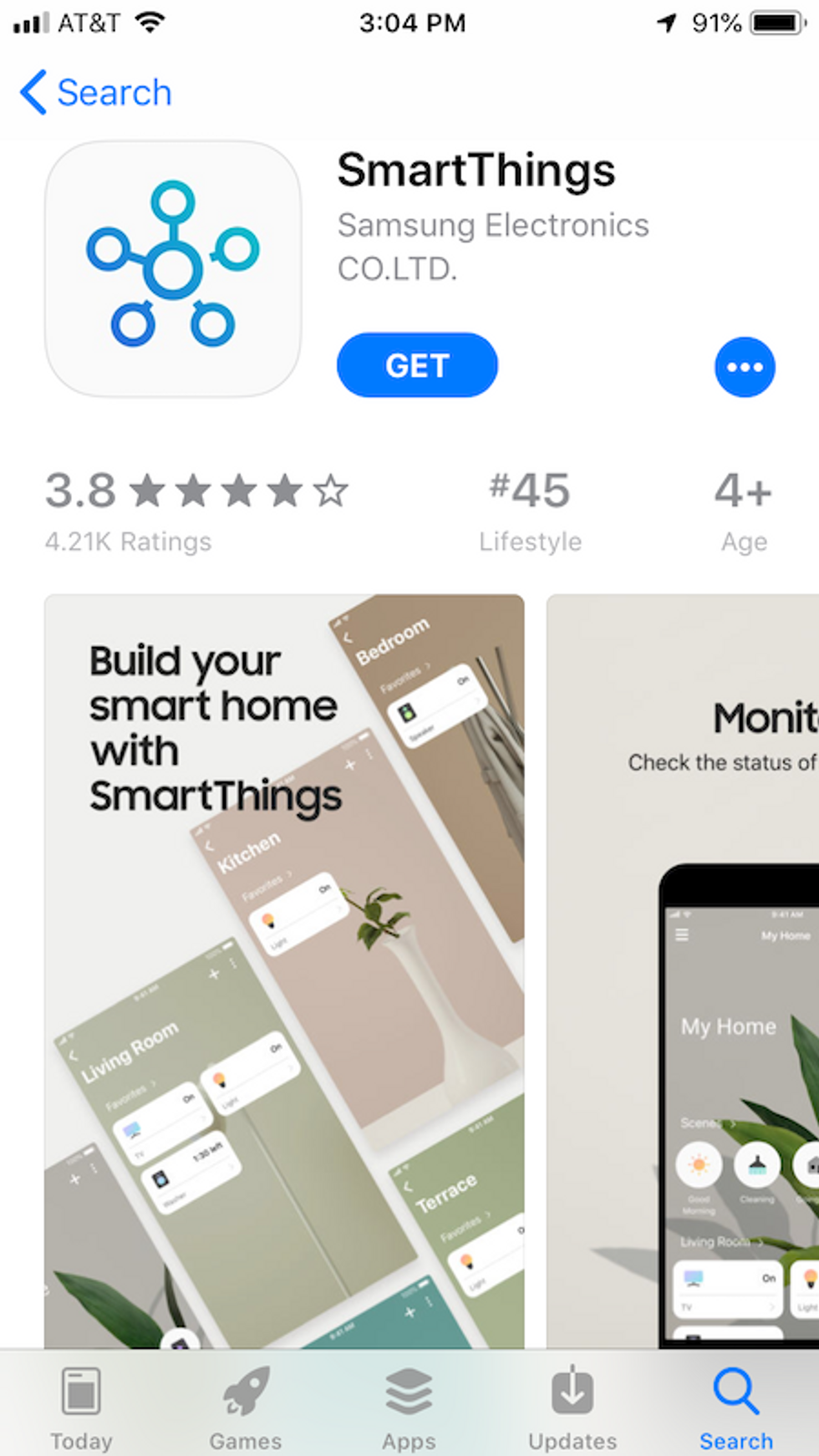 home screen on samsung smartthings mobile app