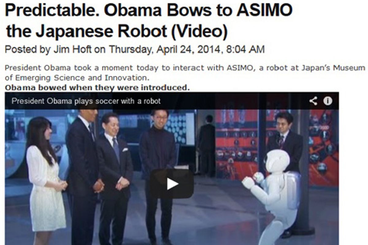 Stupidest Man On Internet Fears Obama's True Loyalty Is To Mister Roboto