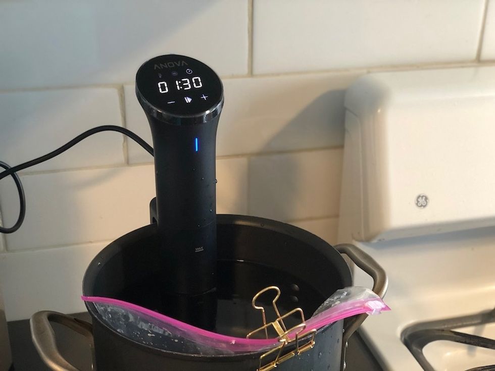 Make sure you have a big enough pot to cook with the Anova Nano, picture here