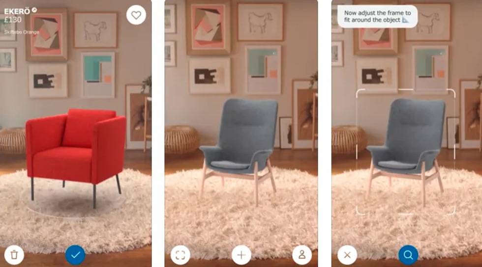 screenshot of IKEA Place virtual reality smartphone app