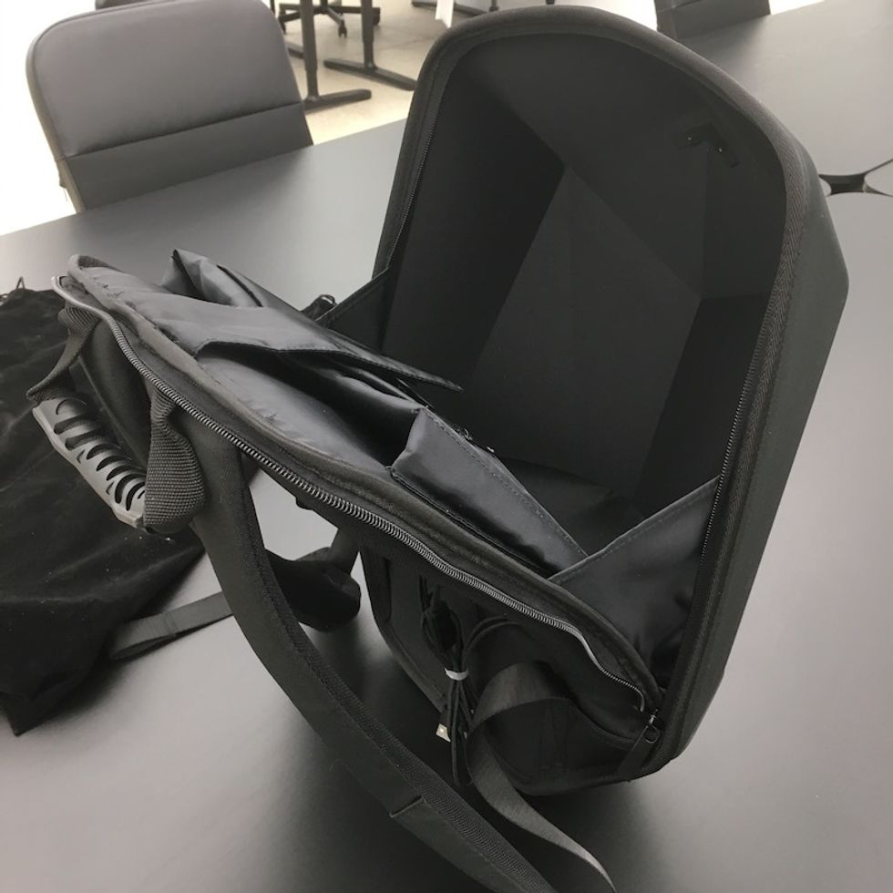stealth labs inside compartments of speaker backpack