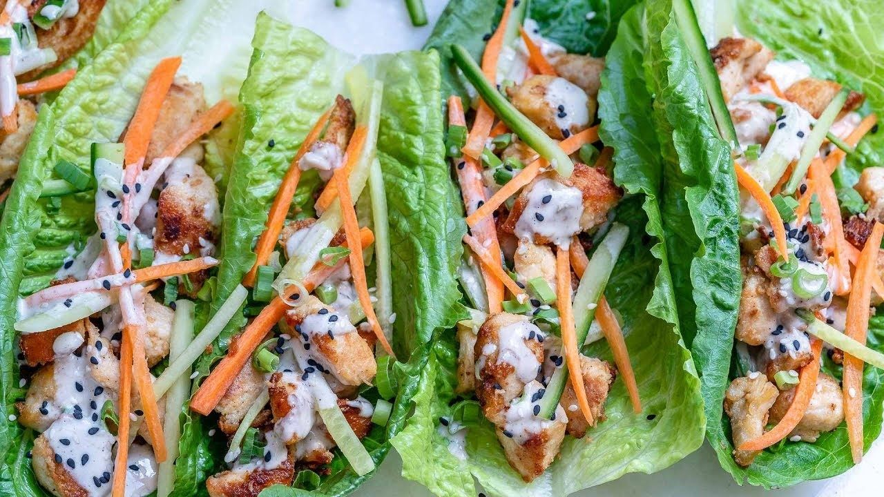 Chicken Lettuce Wraps With Tahini Sauce (Keto/Paleo/Whole30)