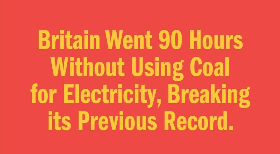 Britain went 90 hours without using coal for electricity, breaking its previous record.