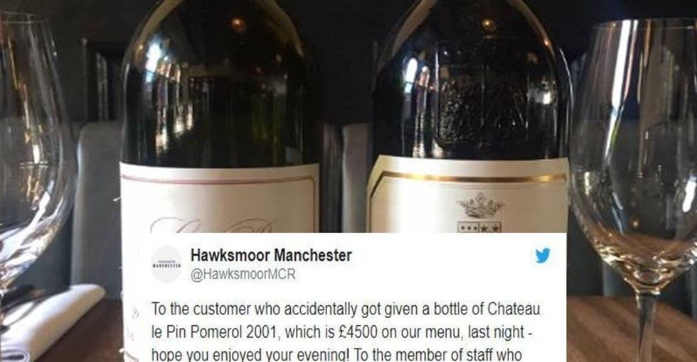 When a server accidentally served a $5,750 bottle of wine her manager told the world about it