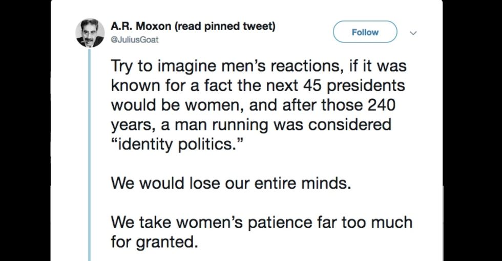 Someone cleverly reversed the roles of women and men throughout history and it's simply a brilliant must-read.