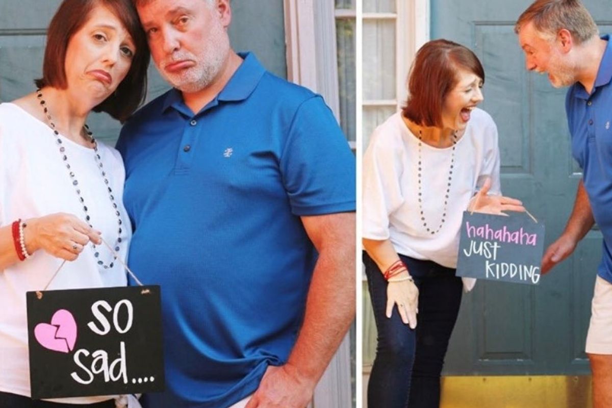 This empty nesters' hilarious viral photo shoot has parents everywhere in stitches.