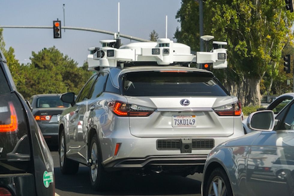 A vehicle from Apple's fleet in tests of its self driving system on the streets of Silicon Valley in 2018