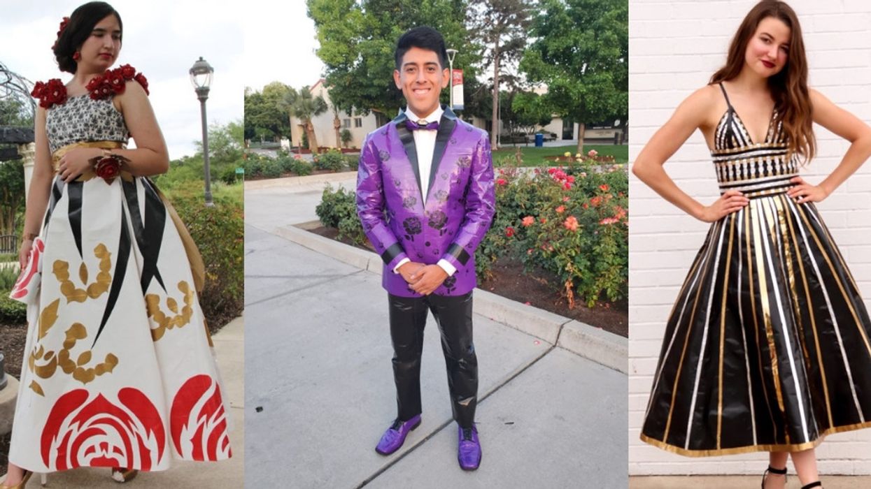 Check out these prom dresses and tuxedos made out of duct tape