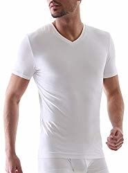 White 3 Pack: Anti Odor V Neck T Shirts Micro Modal Ejis Mens Undershirts