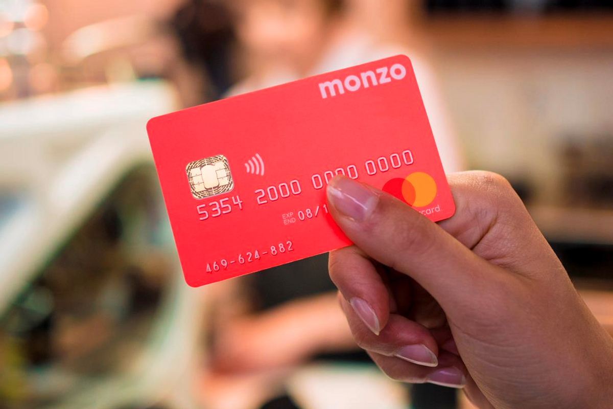 Photo of a Monzo bank card