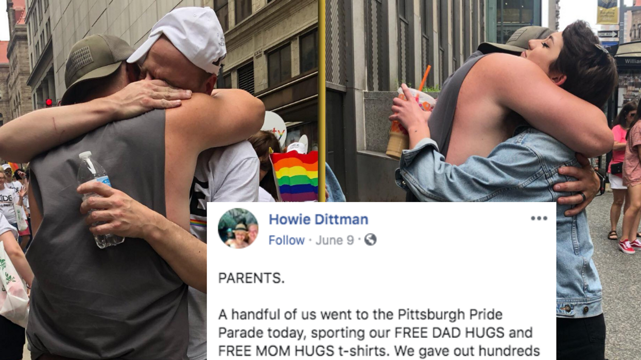 Guy Who Offered 'Free Dad Hugs' At A Pride Parade Pens Heart-Wrenching Post To Parents