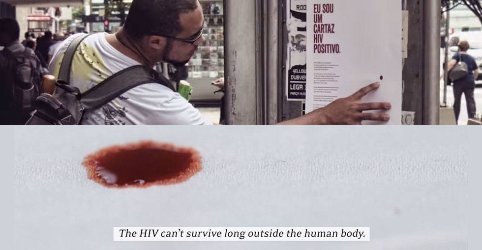 This poster is HIV-positive. The people who read it are instantly touched.