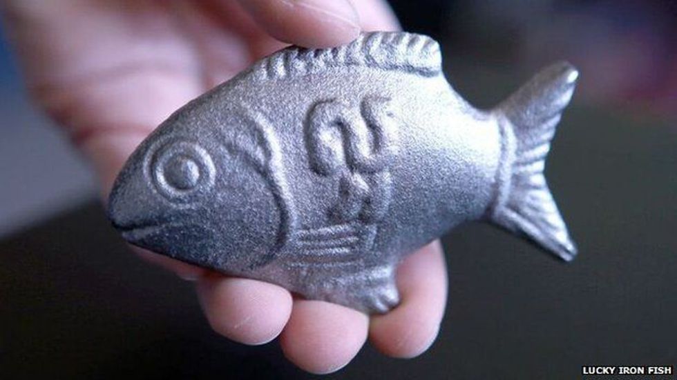 Drop this iron fish in some soup, and it makes the soup and you healthier.