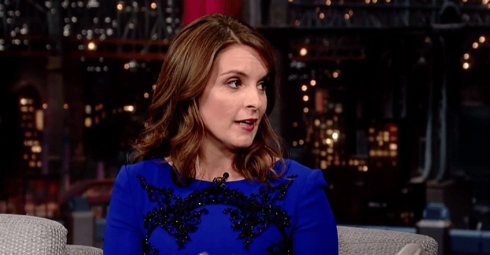Tina Fey breaks down a big double-standard in the talk show circuit with her last dress ever.
