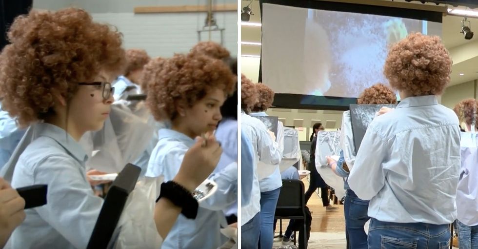 This art teacher helped stressed out students 'chill' with a Bob Ross flash mob.