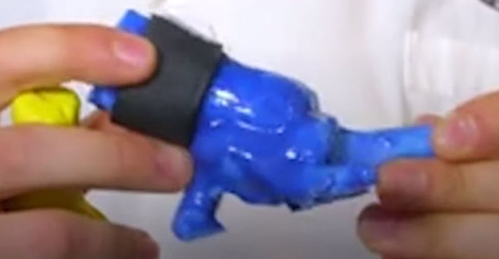 An undergrad printed out feet for this rooster so it could walk again. It worked!