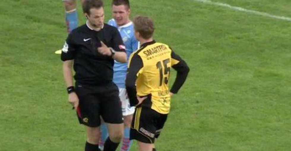 He tried to insult an opposing player by calling him 'gay,' but the ref didn't stand for it.