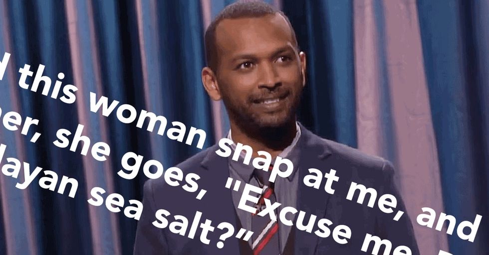 A snooty lady asked this waiter for fancier salt. Watch him drop a hysterical, African truth-bomb.
