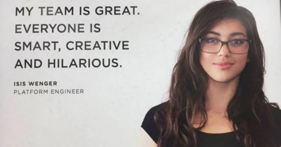 She never dreamed having her picture taken to recruit engineers would turn out to be a controversy.