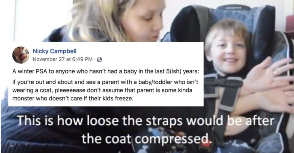 A viral post about winter carseat "chaos" is an important reminder not to judge parents.