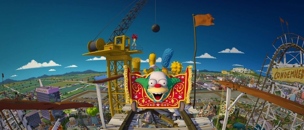 Take a roller coaster ride with a VR headset through the land of The Simpsons