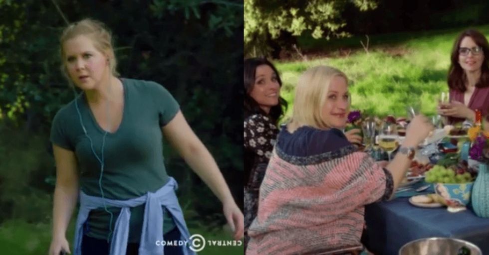 Sweet, naive Amy Schumer stumbles upon 3 show biz gals and gets schooled on what she's valued for.