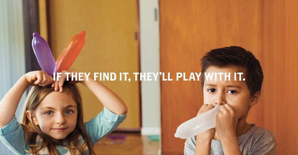 Funny pictures of kids playing with tampons, condoms, and bras are really about gun safety.