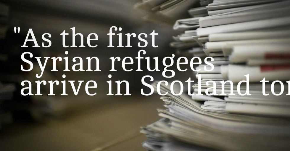 Refugees arriving in Scotland will get this front page greeting.
