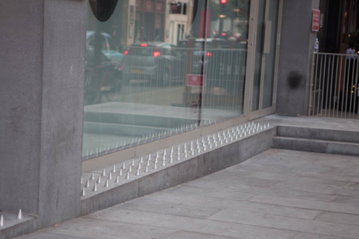 homeless, spikes, protest, housing crisis, mental health