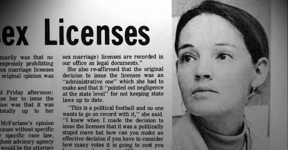40 years ago, a gay couple applied for a marriage license. She approved it.