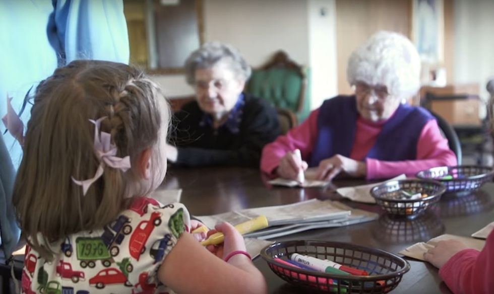 This preschool inside a retirement home makes perfect sense for both kids and seniors.
