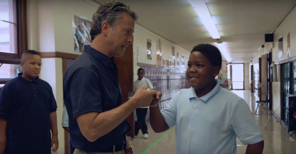 Kids in his town were using trash bags as backpacks. He had a chance to change that, and he did.