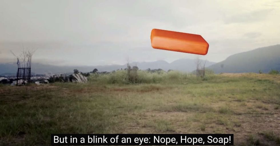 Here is a music video about handwashing that features a flying bar of soap. You're