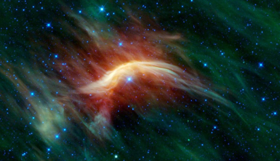These awesome pics are what happens when a runaway star slams into a cloud of space dust.