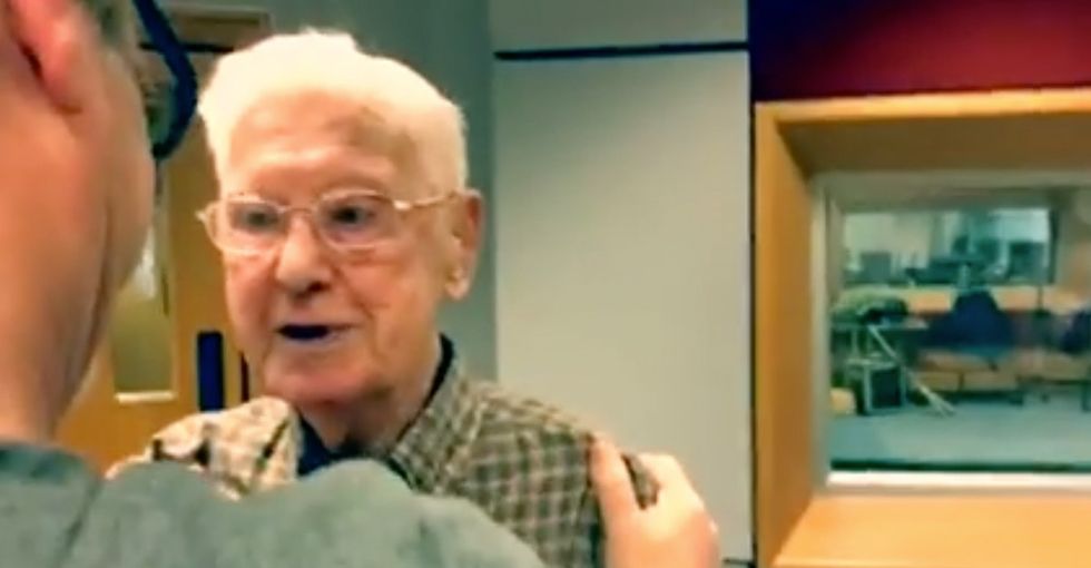 A 95-year-old who missed his wife called a radio station and was invited to visit. Tears alert!