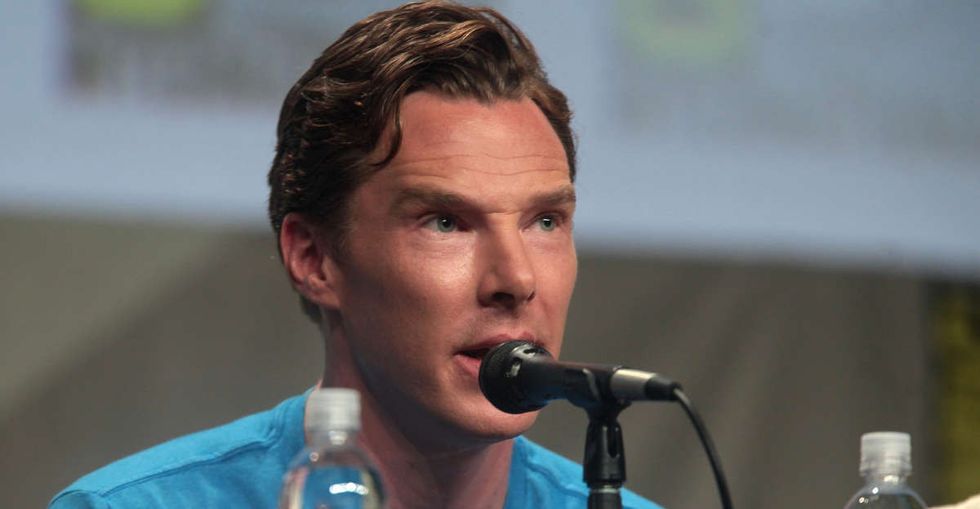 Benedict Cumberbatch is fed up with politicians turning away Syrian refugees, so he cursed them out.