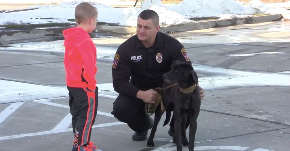 A town is getting its first police dog in 20 years, thanks to a 5-year-old boy.
