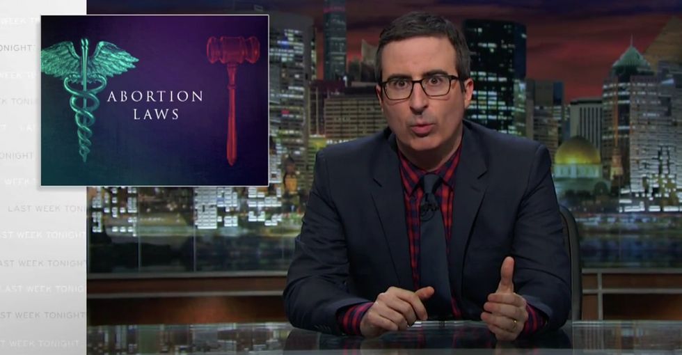 Watch John Oliver powerfully take on absurd abortion restriction laws.