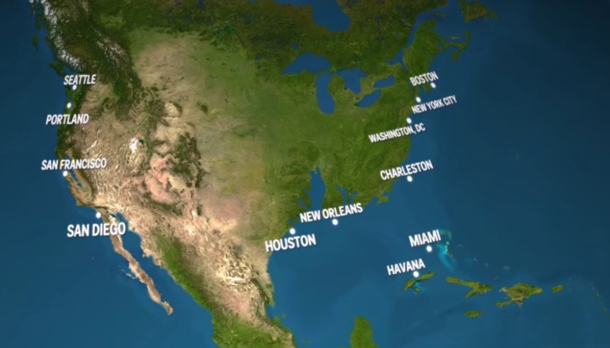 What would the Earth look like if all the ground ice melted?  Here is your answer.