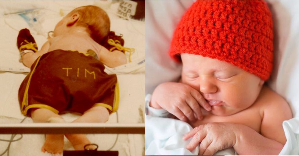 Mom makes red hats for newborns to help raise awareness of what happened to her baby.