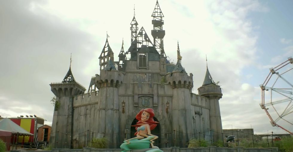 Banksy's Dismaland art installment closes but lives on as a refugee shelter.