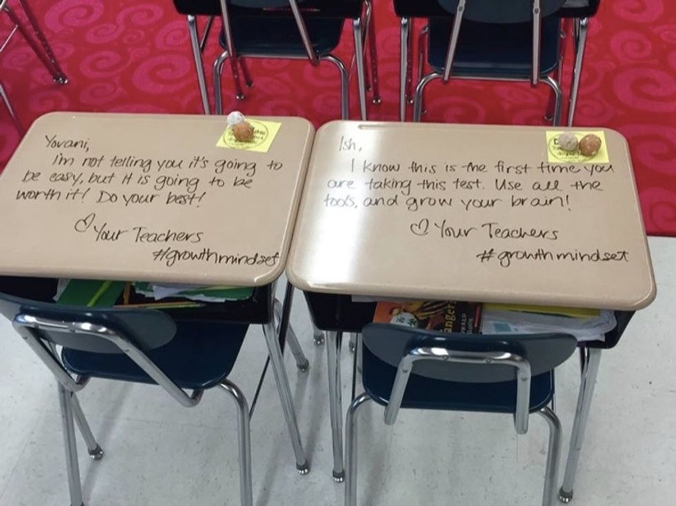 This teacher found a perfect way to relieve her students' testing fears.