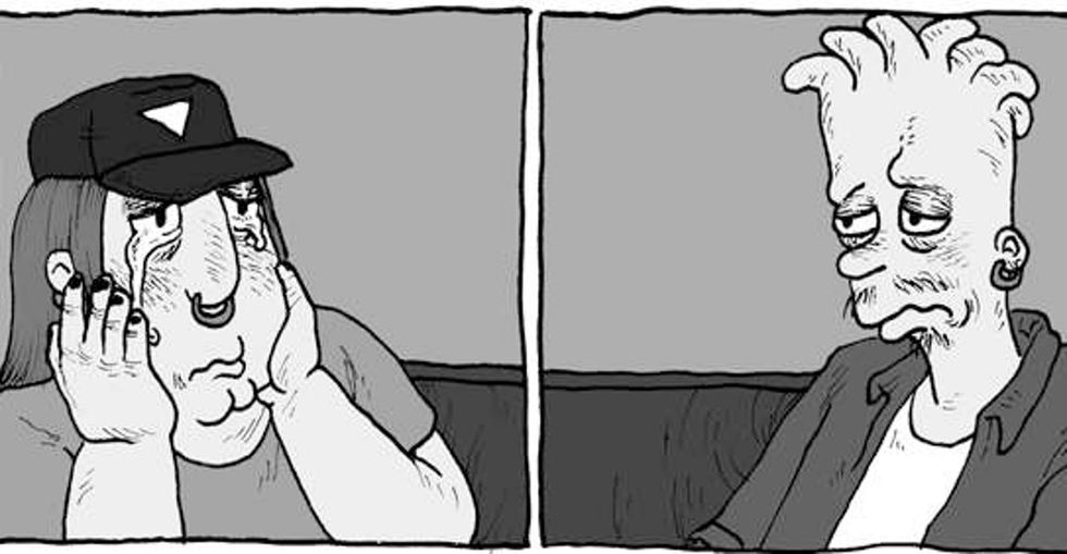 A devastating comic imagines 'The Simpsons' and 'Family Guy' characters as adults.